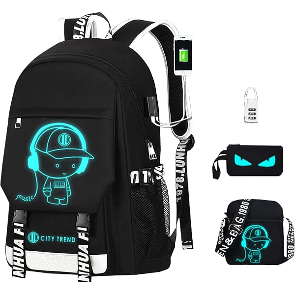 Bevalsa Kids Backpack Set With Lunch Box & Pen Case - USB Charging Port, Water Resistant School Bag For Boys Girls