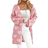 Libsorge Womens Valentine Heart Cardigan Sweater 2026 Valentines Day Trendy Cute Oversized Long Sleeve Cardigans
