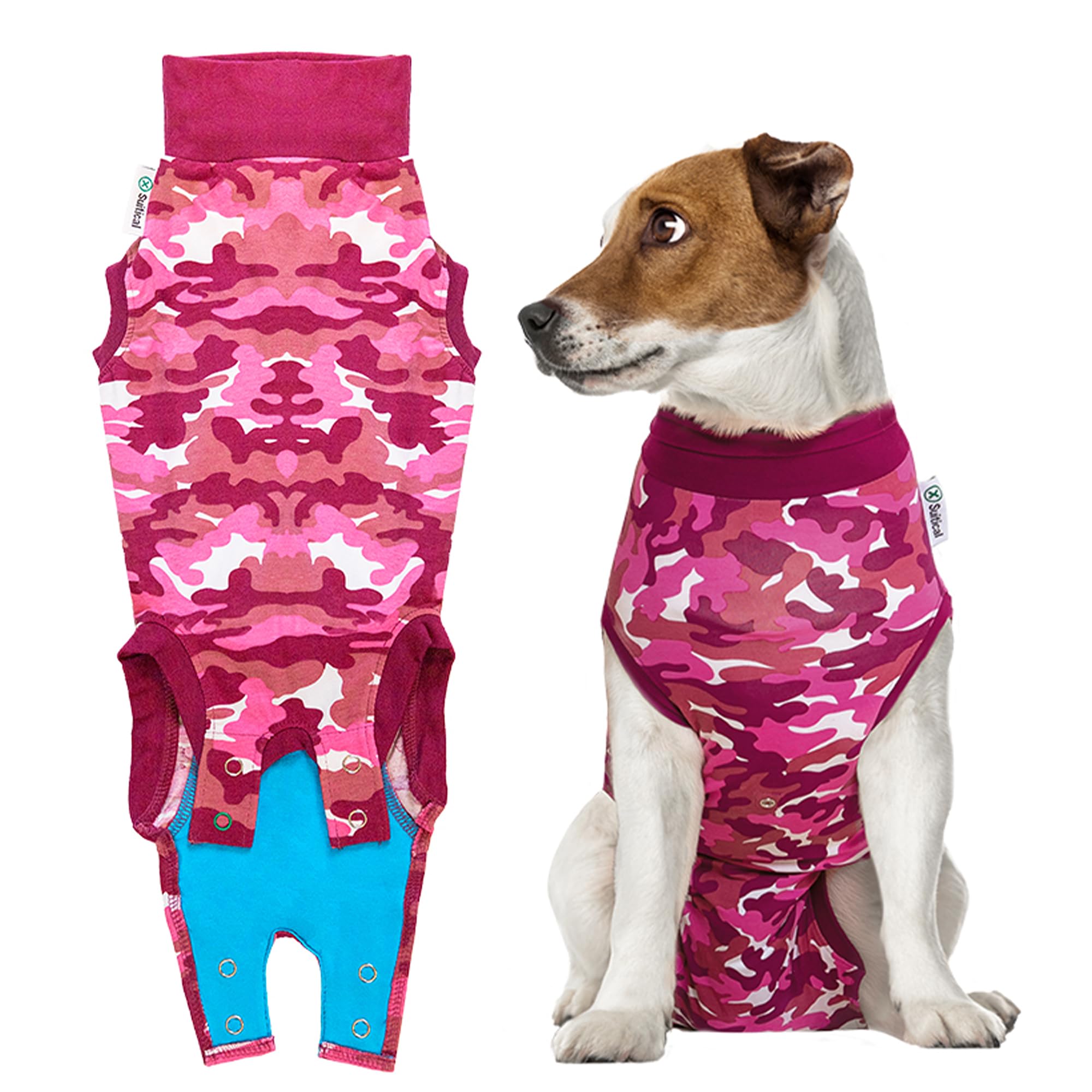 Suitical Recovery Suit Dog, Small Plus, Pink Camouflage