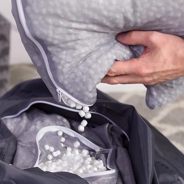 CHILL SACK EPS BEAD REFILL ONLY, BEAN BAG BEAN FOAM FILLING REPLACEMENT WITH EZ POUR ZIPPER SPOUT, REFILL FOR BEAN CHAIRS, POOL FLOATS, CUSHIONS, AND MORE, 100L – 2PK, WHITE