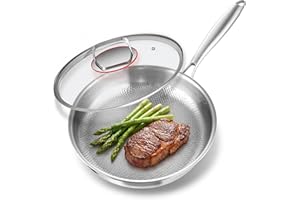 11inch Abijan Stainless Steel pan, 5-Ply Clad Titanium Frying pan, Stainless Steel Frying pan with lid, Non Toxic (PTFE & PFO