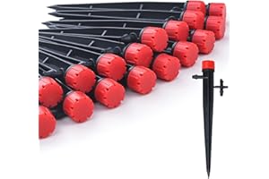 La Farah 50pcs Drip Irrigation Emitters for 1/4" Irrigation Tubing,Adjustable 360 Degree Irrigation Dripper with 1/4" Barbed Coupling Fittings,Garden Drip Emitters for (4-7mm) Watering System Kit