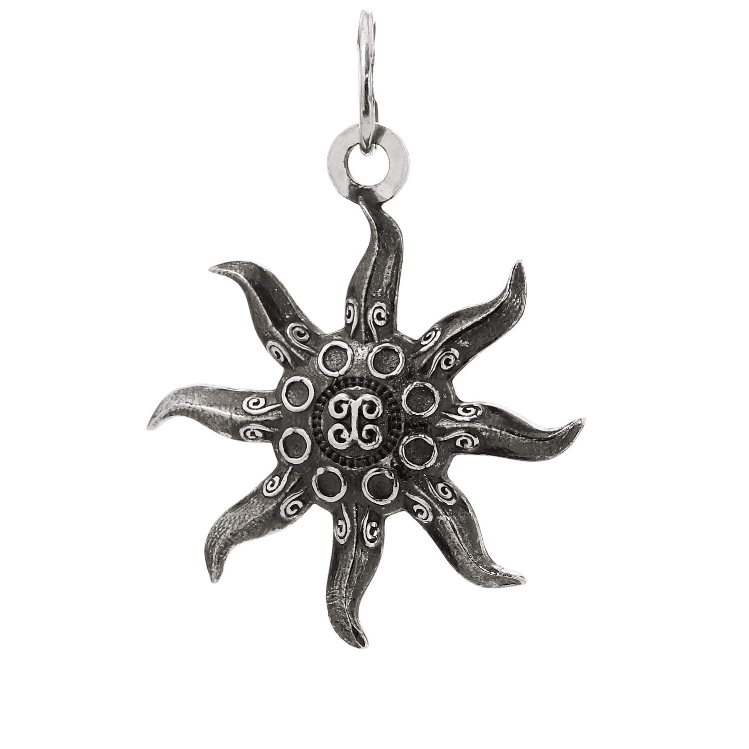 NKlaus Sterling Silver chain pendant 3D black star silver motif amullet pendant 4
