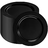bUCLA 100 Pieces Black Plastic Plates - 6.25 inch Disposable Dessert/Salad/Appetizer/Small Cake Plates for Party, Graduation & New Year