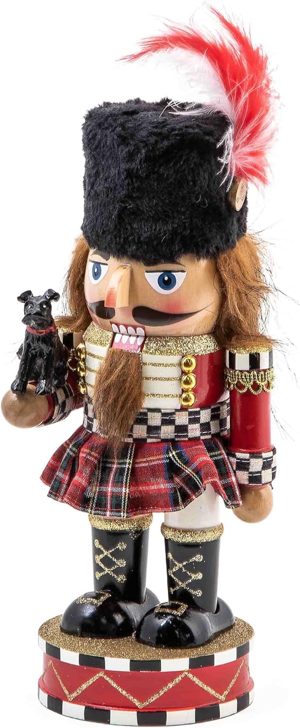 Nutcrackers - MACKENZIE-CHILDS Tartastic Scottish Nutcracker Figurine, Nutcracker Christmas Decor for Home
