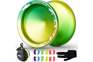 YOSTAR V10 Yoyo Pro Unresponsive Yoyo for Kids/Adults, Professional Finger Spin Tricks Yo yo for Beginner with 12 Yo-yo Strings + Yo Yo Case Bag + Yoyo Glove (Green Yellow Gradient)