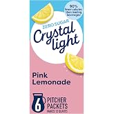 Crystal Light Drink Mix, 6 Pitcher Packets Pink Lemonade, 2.9 oz | for Flavorful Hydration and Shareable Refreshment Zero Sugar, Low Calorie Gluten Free, No Artificial Flavors