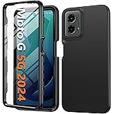 FNTCASE for Moto G 5G-2024 Case: Phone Case with Built-in Screen Protector Protective Silicone Cell Phone Cover Rugged Shockproof Full Body Slim Dual Layer Cover for Motorola Moto G 5G 2024 Black