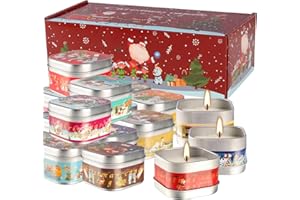 PLIADVBU Christmas Scented Candles Gift Sets, Natural Soy Wax 3.5 Oz Unit Portable Travel Tin Perfect for Women Anniversary - 16 Pack