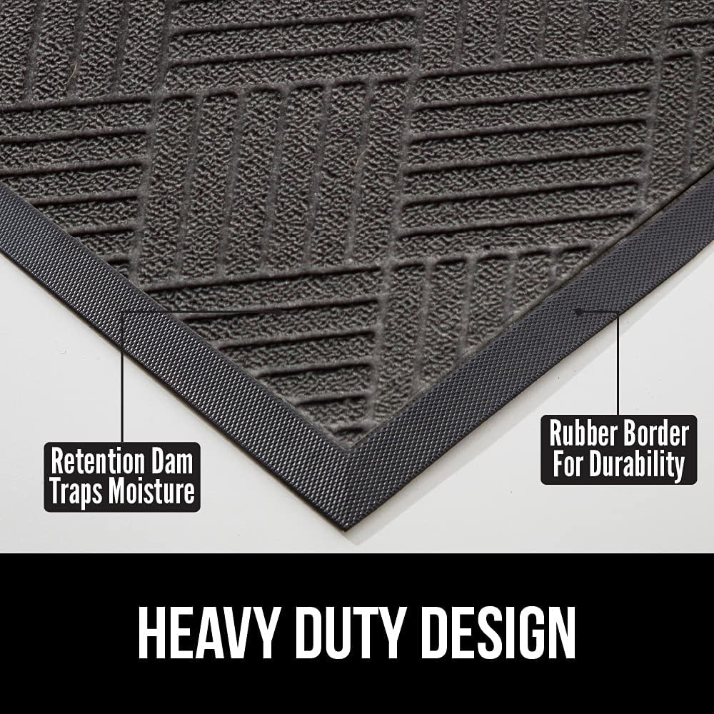 Gorilla Grip Durable Natural Rubber Door Mat, Waterproof, Low Profile, Heavy Duty Welcome Doormat for Indoor and Outdoor, Easy Clean, Rug Mats for Entry, Patio, Busy Areas, 17x29, Gray Diamond: Home & Kitchen