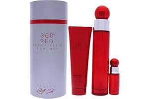 Perry Ellis 360 Red Men 3.4oz EDT Spray, 7.5ml EDT Mini Spray, 3oz Shower Gel 3 Pc Gift Set
