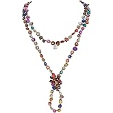 Firstmeet Long Knotted Beaded Necklace Boho Glass Beads Handmade Necklace for Women