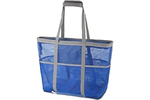 GATYCALLATY Beach Bag for Women Beach Tote Waterproof Sandproof Mesh Swim Pool Bag Large Foldable Travel Grocery Utility Bag Zipper