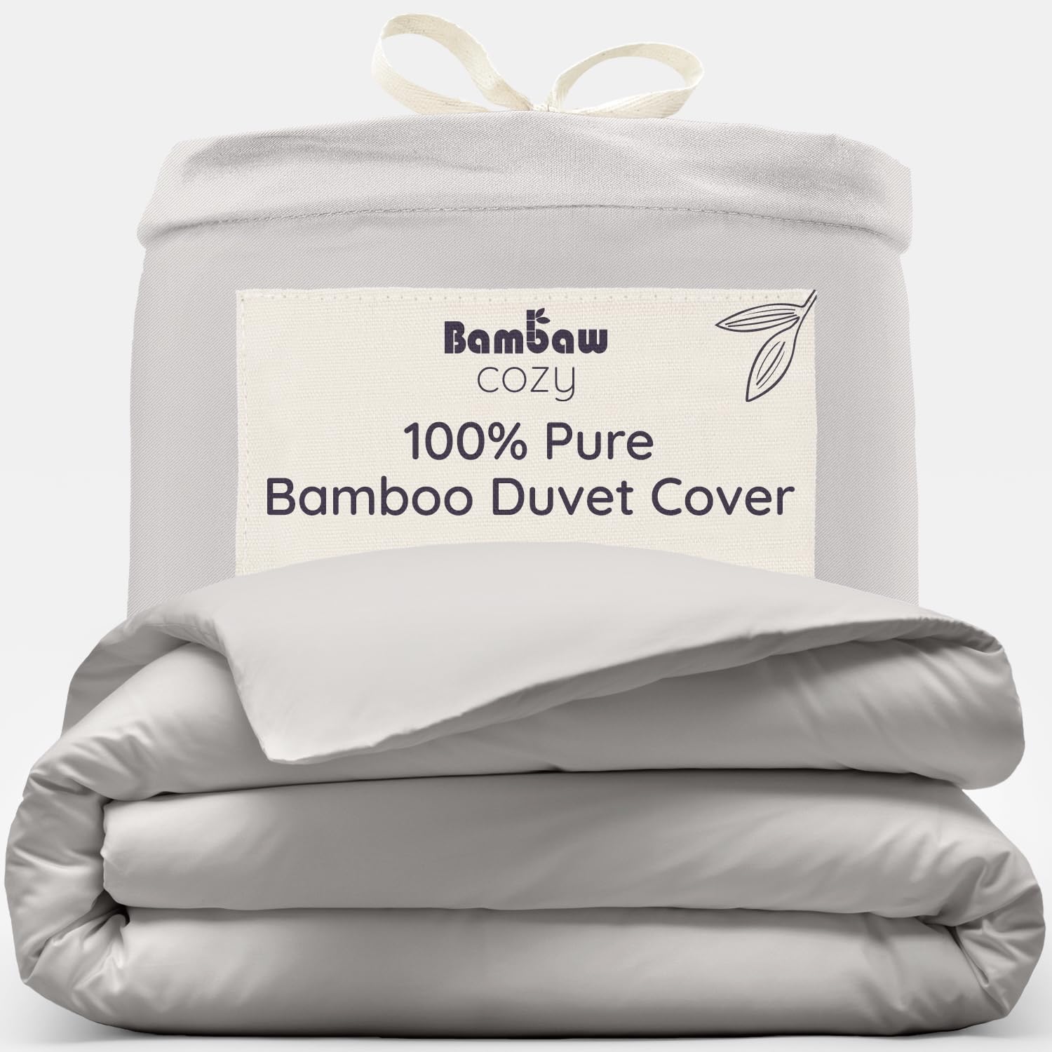 Bambaw Bamboo Duvet Cover Double, 200x200 cm, Summer Cooling Bedding, Skin-Friendly 100% Bamboo Sheets, Soft & Breathable Cold Sheets for Sleeping, Antibacterial 200x200 Duvet Cover (Grey)