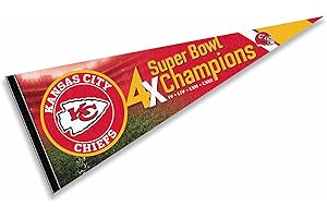 WinCraft Chiefs Super Bowl 2024 and 4 Time Champions Full Size Large Pennant