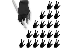 Phantasilet 20PCS Billiard Gloves 3-Finger Pool Cue Glove Elastic Nylon Sport Gloves Stretchable Breathable Universal Training Gloves Left Right Hand Billiard Accessories