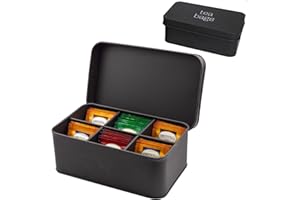 AuldHome Design Enamelware Tea Bag Box (Black), Classic Sleek Style Tea Storage Tin