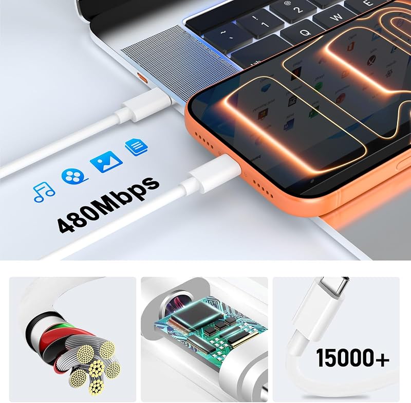 2Pack Cargador USB C, 40 W Enchufe USBC Adaptador de corriente tipo C PD+QC Doble Pared Enchufe Bloque Tipo C Cargador Rápido para iPhone 17 16 15Pro Max — foto 8 de 8