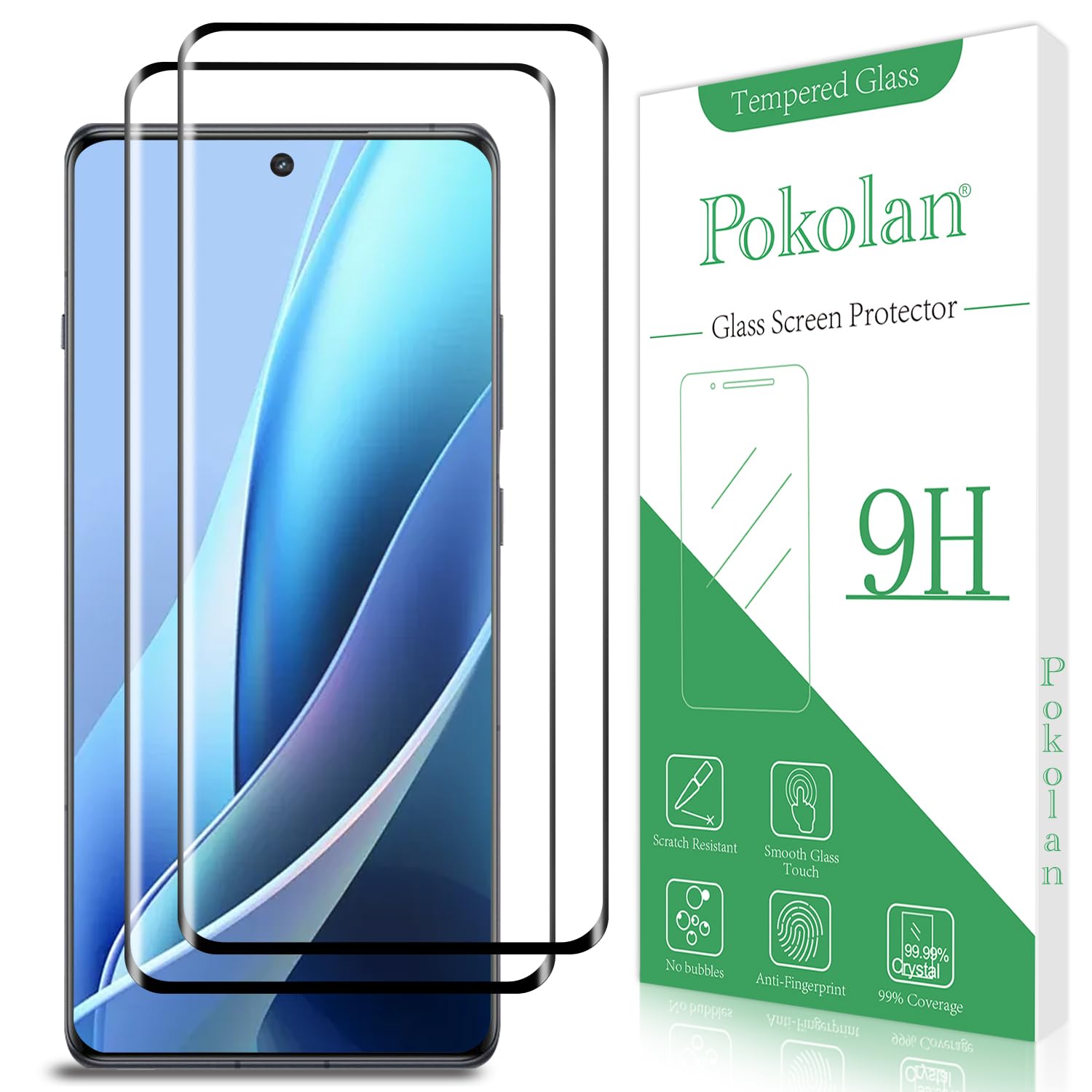 Photo 1 of Pokolan [2-Pack Screen Protector for OnePlus 12R Tempered Glass, 3D Curved Full Coverage, Scratch Resistant, 9H Hardness, Bubble Free, Easy to Install, Case Friendly