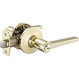Amazon Basics Manchester Privacy Door Lever with Lock, Polished Brass