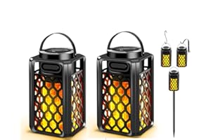 PAKTONVO Outdoor Bluetooth Speaker, Led Flame Speaker IP65 Waterproof Wireless Bluetooth Speaker with Torch Atmosphere, Outdoor Lantern Speaker with HD Audio for Men Women Dad Mom Couples 2 Pack
