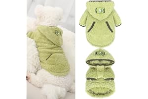 FURRYMONG Fleece Dog Sweater Hoodie Sweatshirts Warm Fuzzy Velvet Sweaters Dog Winter Clothes for Small Dogs Girl & Boy, Pet Coats, Cat Apparel (Green Avocado, Small)