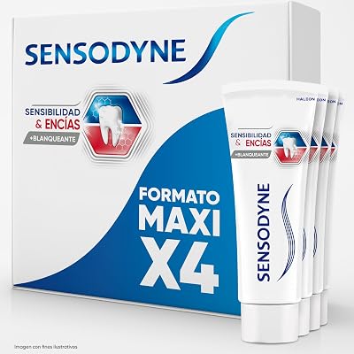 Sensodyne pasta de dente branqueadora de sensibilidade e gengivas, alívio para dentes sensíveis e melhoria da saúde das gengivas, embalagem 4x75 ml