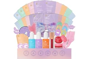 RA ROSA ACCA Face Sheet Masks Pack, 55 Pcs Skin Care Kit, Spa Kit Gift for Women, Real Deep Hydrogel Collagen Mask, Hyaluronic Acid Face Serum, Clay Mask, Gel Eye Mask, Lip Gloss, Christmas, Birthday, Anniversary