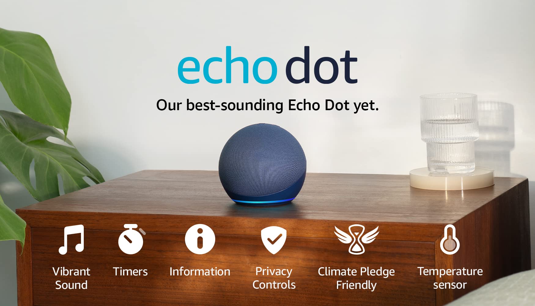 Echo Dot (Newest gen) | Big vibrant sound Wi-Fi and Bluetooth smart speaker with Alexa | Deep Sea Blue