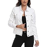J.Corrine Women's Stretchy Denim Jacket Long Sleeve Vintage Basic Trendy Button Up Trucker Jean Jackets