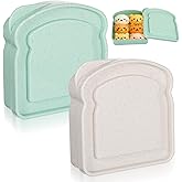 Qianyu 2 Pcs Bread Sandwich Containers Reusable Sliced Toast Boxs Holder Container Toast Shape Food Storage Plastic Lunch Boxes with Lid for Fruit Salad Snacks Family Office Camping Adults