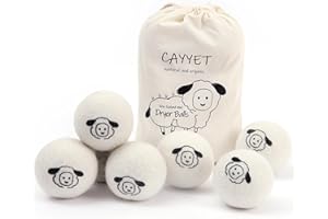 CAYYET Wool Dryer Balls XL 6-Pack, Dryer Balls Laundry Reusable Reduce Clothing Wrinkles, Drying Clothes Faster (Cartoon)