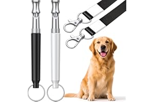JUKORUIK Dog Whistle, Dog Training Whistle to Stop Barking Neighbor's Dog, 2 Pack Adjustable Ultrasonic Silent Dog Recall Training Whistles with Lanyard, Professional Dog Whistle for All Dogs