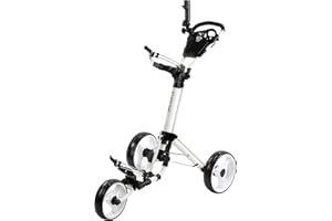 QWIK-FOLD Golf Push Cart 3 Wheel with Foot Brake – 1-Second Fold/Unfold, Adjustable Handle, Umbrella Holder, Beverage Compartment & Storage | Lightweight Aircraft-Grade Aluminum Frame