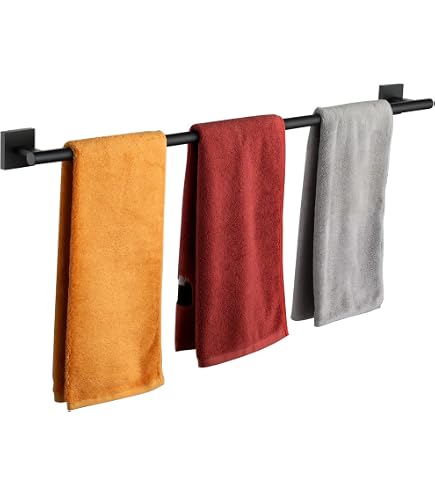 TAUN 36 Inch Stainless Steel Towel Bar - 304 Matte Black Modern Square Towel Rod, Rustproof - View #10