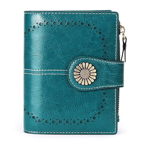 Womens Wallet Pouch Purse Genuine Leather Bifold ID Window Credit