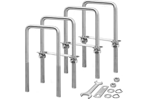 XIANGZI M10 Square U-Bolts 4 Sets 304 Stainless Steel Axle U Bolts Fits 3 Inch Wide Trailer Leaf Springs Include Wrench (M10x3-1/16 Wx 6-1/2"L)