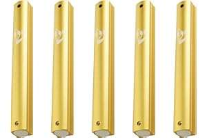 super stam MEZUZAH CASE Holder Aluminum Tight and Strong Waterproof Rubber Cork Engraved shin 17 cm for 15 cm Scroll 5 Pack (Gold, 15)