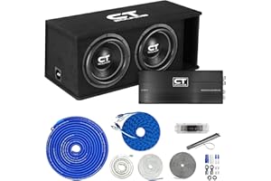 CT Sounds Dual 12” 2600W Complete Bass Package with Loaded Subwoofer Box and Amplifier