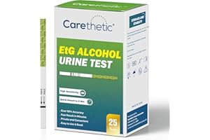 [25 Pack] Carethetic EtG Alcohol Urine Test Strips - 80 Hour Detection Time - Highly Sensitive, Easy to Use & Read - Low Cut-Off 300 ng/mL Alcohol Test Strips