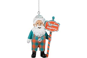 FOCO Miami Dolphins Santa Wearing Overalls Holiday Ornament