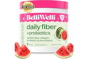 Belli Welli Daily Fiber Supplement Powder with Collagen, Probiotics & Electrolytes | Supports Digestive Health, Gut Balance & Debloating | Watermelon | 16 Servings