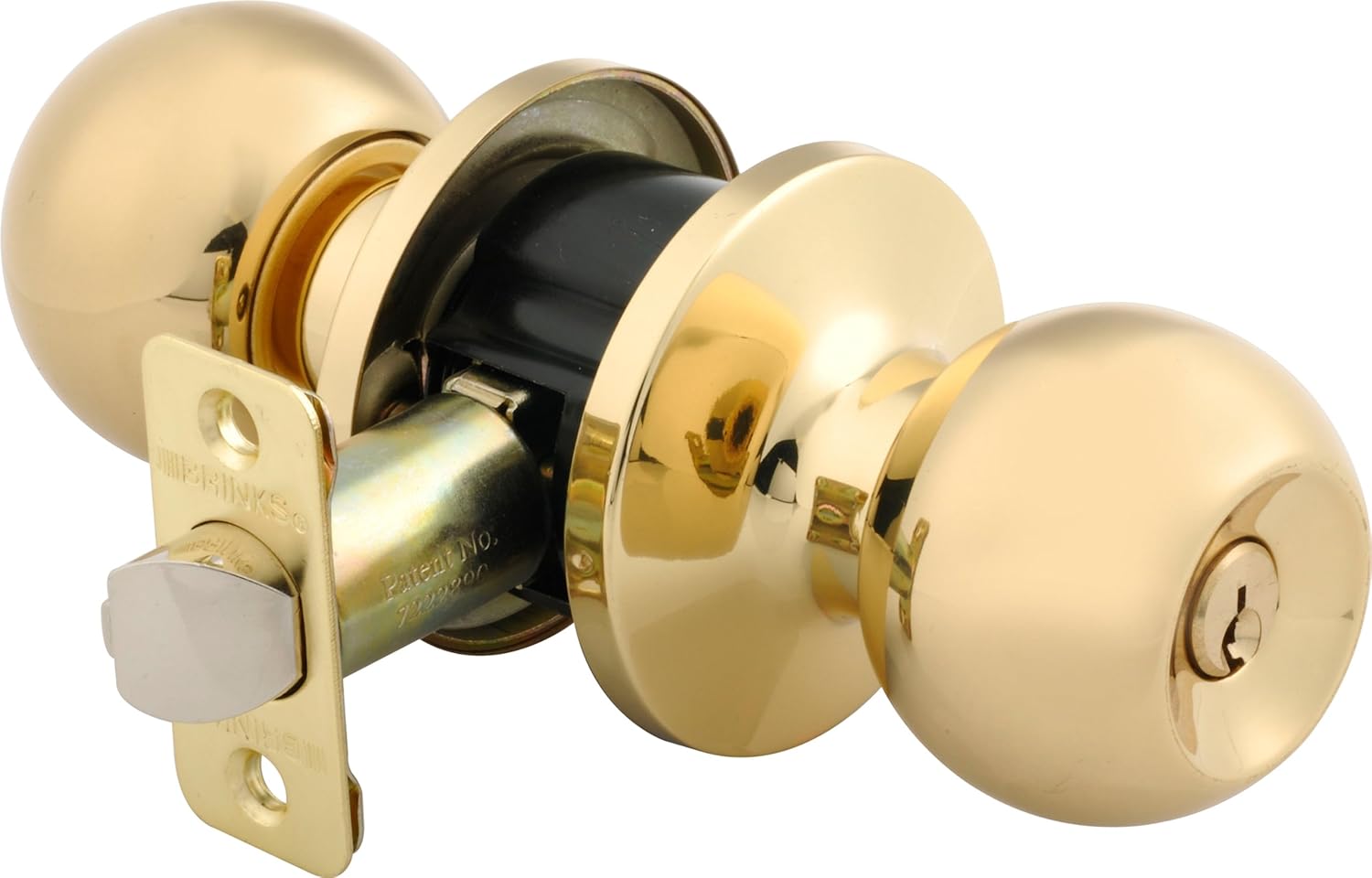 Brinks 2707105 Ball Style Keyed Entry Door Knob, Polished Brass
