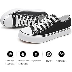 FRACORA Mens White Canvas Sneakers Low Top Lace Up