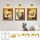 Arixinks Battery Picture Light 3Pack Gold,Wireless Painting Light with Remote,3 Lighting&Dimmable,Wall Art for Painting Accen