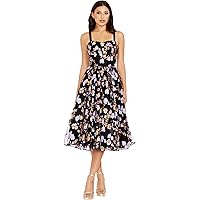 Dress the Population Women's Audrey Spaghetti Strap Midi A-line 3D Floral  Dress, Begonia, XXS at Amazon Women's Clothing store