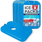 LotFancy Ice Packs for Cooler and Lunch Box, Reusable Freezer Packs for Lunch Bags, Slim Blue Ice Blocks, Long Lasting, Refreezable Flat Cool Packs for Food, Drinks, Milk