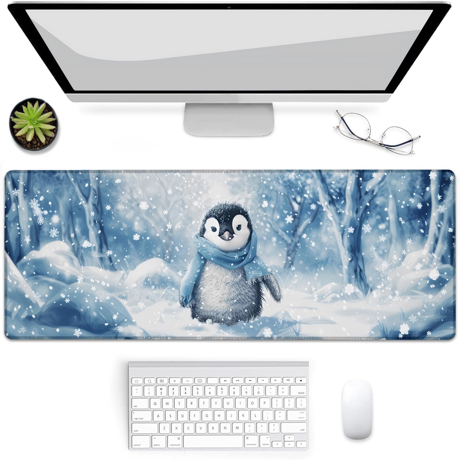 Photo 1 of VANZEV Winter Penguin Gaming Mouse Pad, Mouse Pad, Desk Mat, Non-Slip Rubber Base MousePads for Computers Laptop Office School Home Accessories Decor Gifts 31.5" x 11.8"