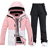 RIUIYELE Women's Ski Jackets and Pants Set Waterproof Insulated Snowsuit Winter Warm Skisuit Fashion Snowboarding Snow Coat