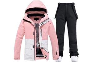 RIUIYELE Women's Ski Jackets and Pants Set Waterproof Insulated Snowsuit Winter Warm Skisuit Fashion Snowboarding Snow Coat